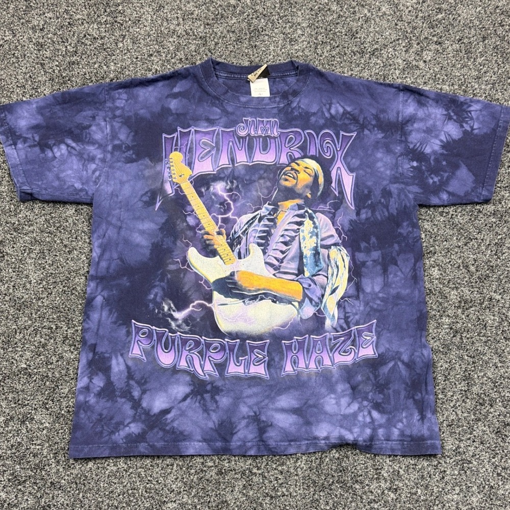 Liquid Blue T-Shirt Men L Purple Jimi Hendrix Purple Haze Tie Dye Rock Band Tee